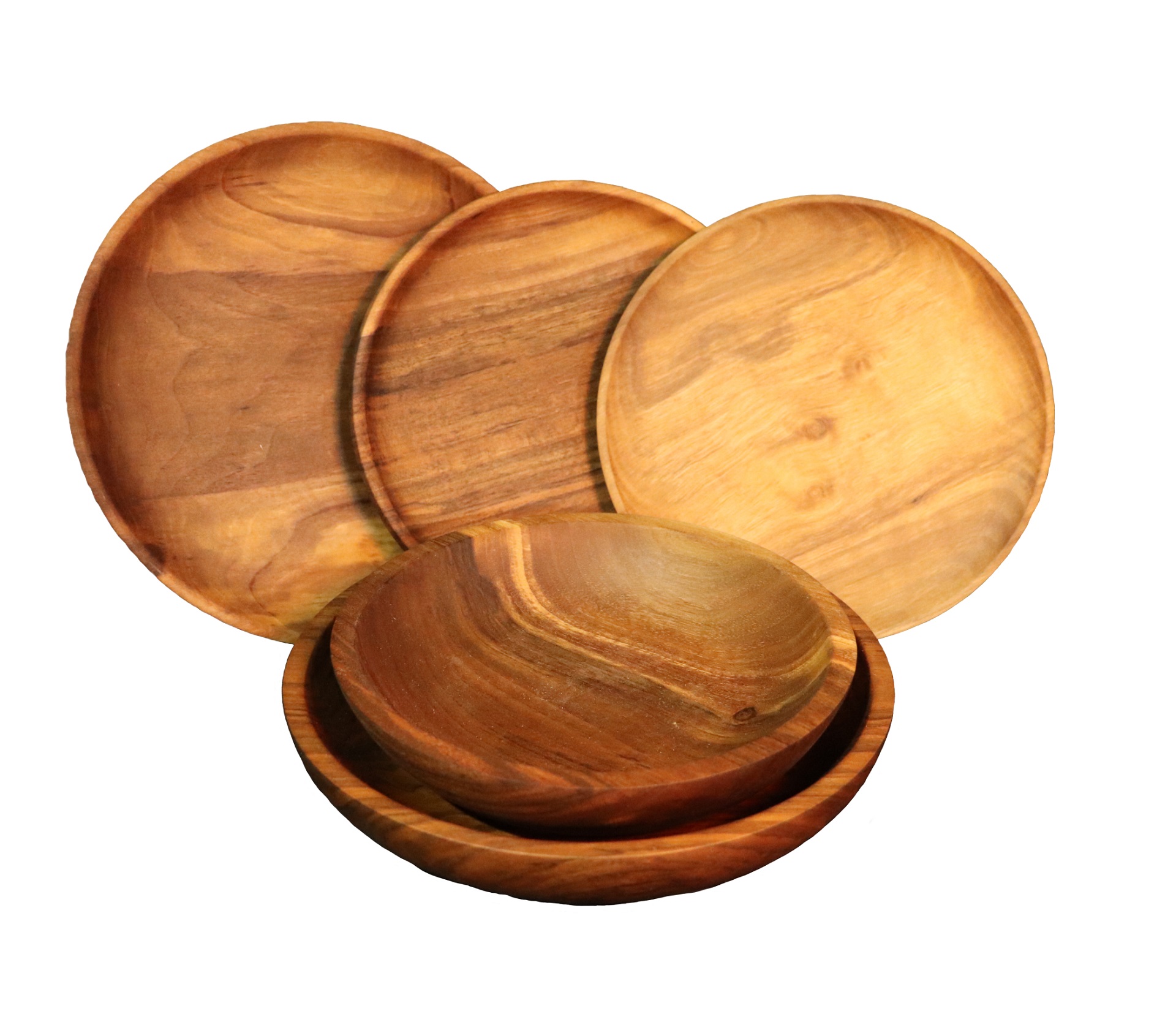 Тарелка деревянная цельная  глубокая / Орех / масло-воск / Ø 190 мм, h -30 мм
