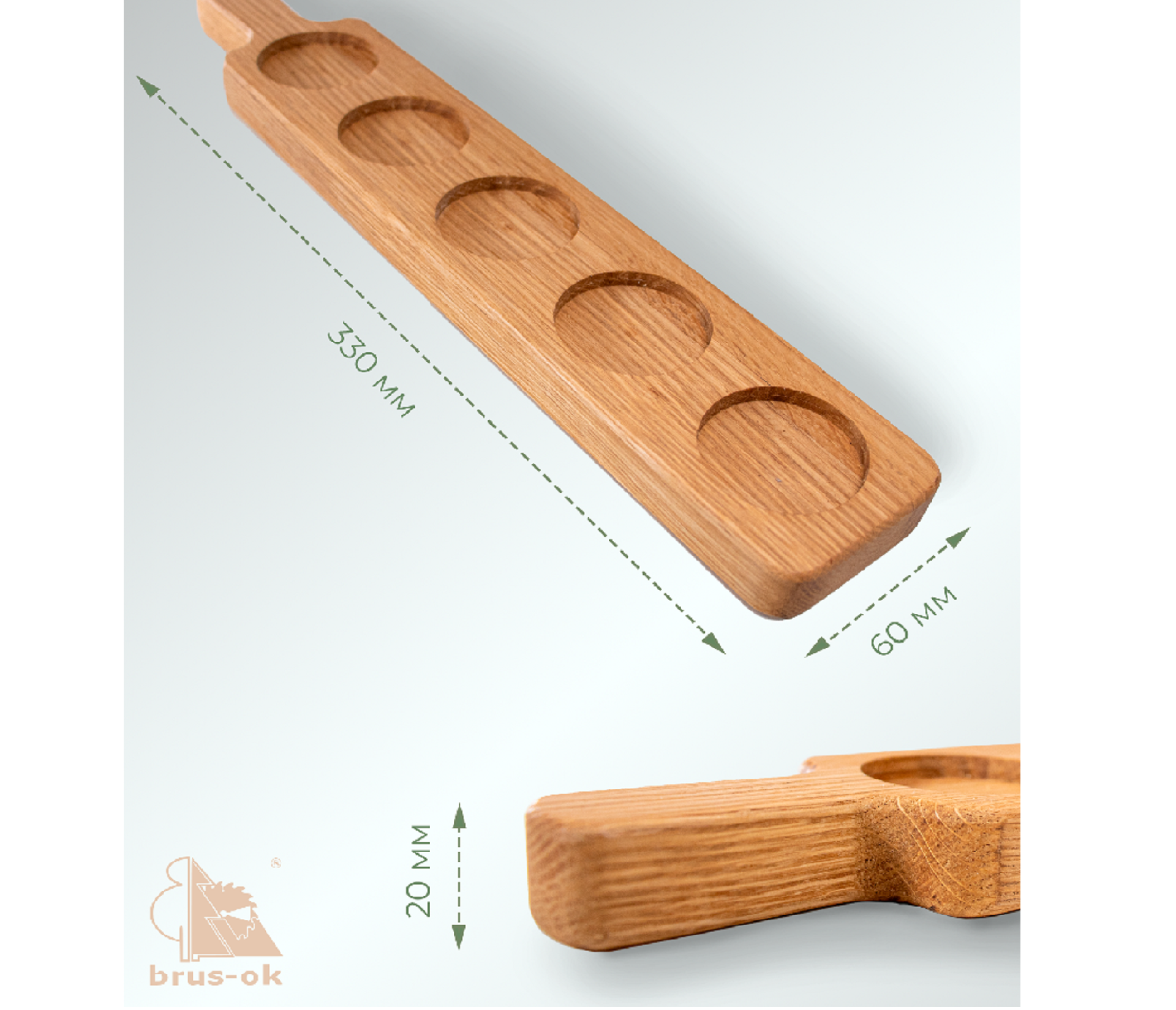 Доска для подачи  шотов / Дуб / масло-воск / 20 * 60 * 330 мм