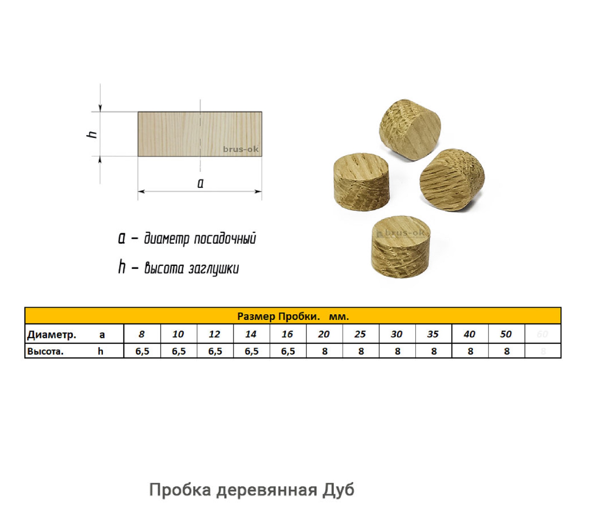 Пробка деревянная Дуб