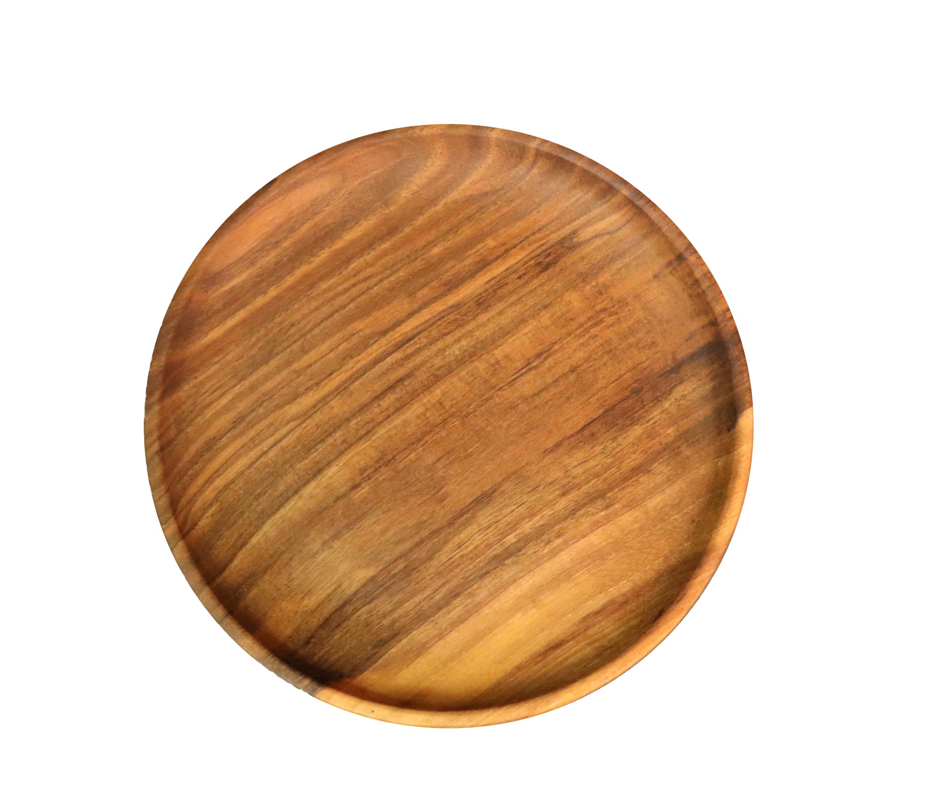Тарелка деревянная цельная  плоская / Орех / масло-воск / Ø 230 мм, h -20 мм
