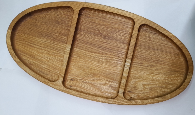 Менажница 1 отделения овал / Дуб / масло-воск / 20 * 200 * 400 мм