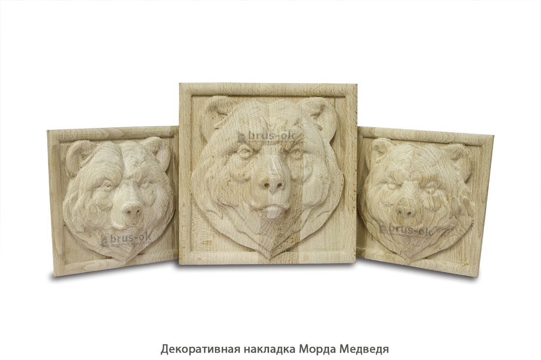 Декоративная накладка Морда Медведя / Бук / цельн.массив