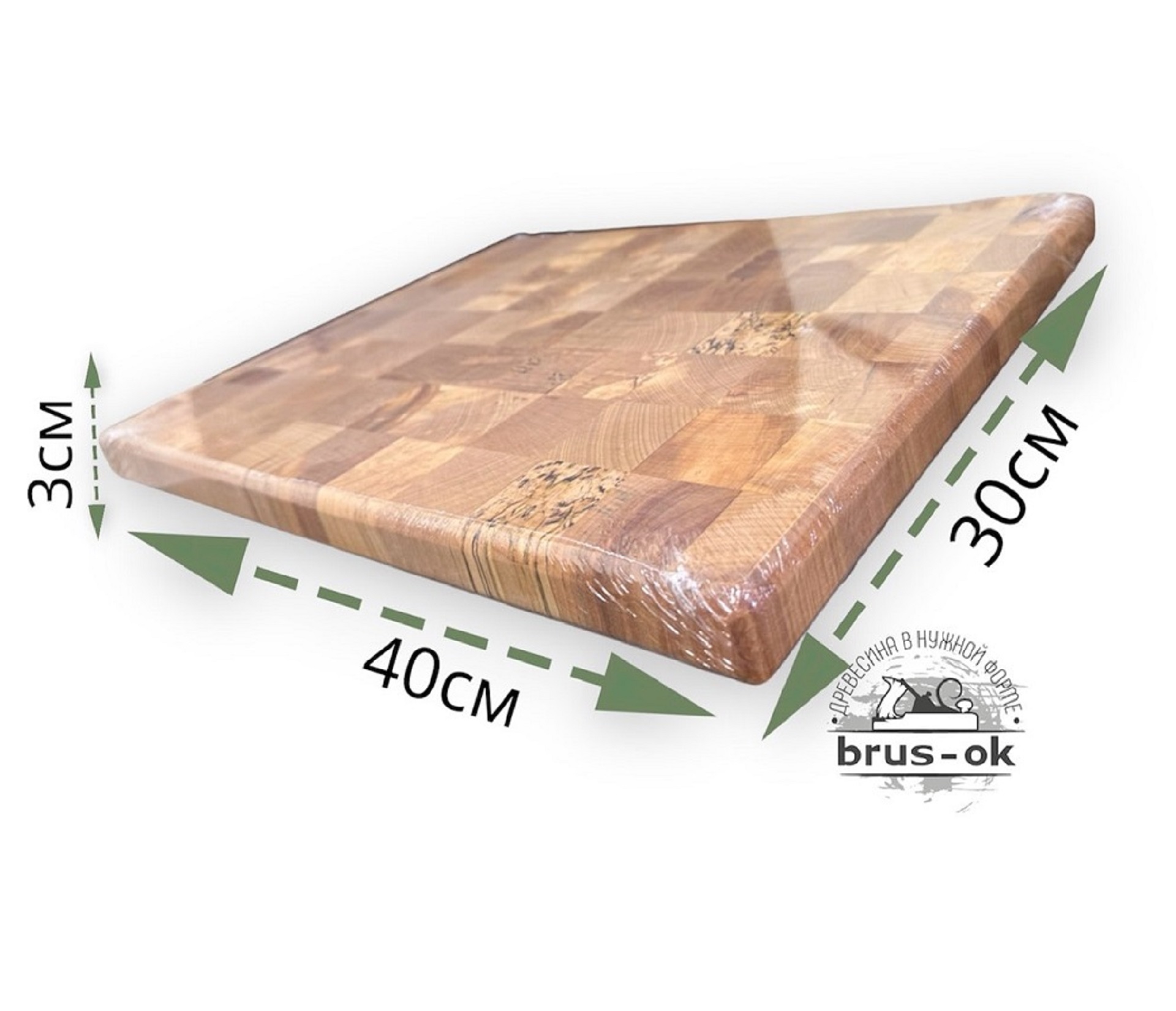 Разделочная доска торцевая  / Береза / масло-воск / 30 * 300 * 400 мм