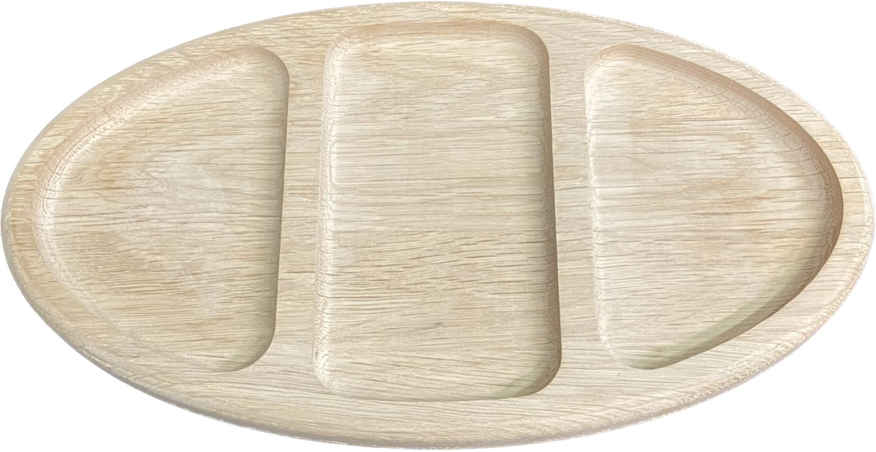 Менажница 3 отделения овал / Дуб / масло-воск / 20 * 165 * 295 мм