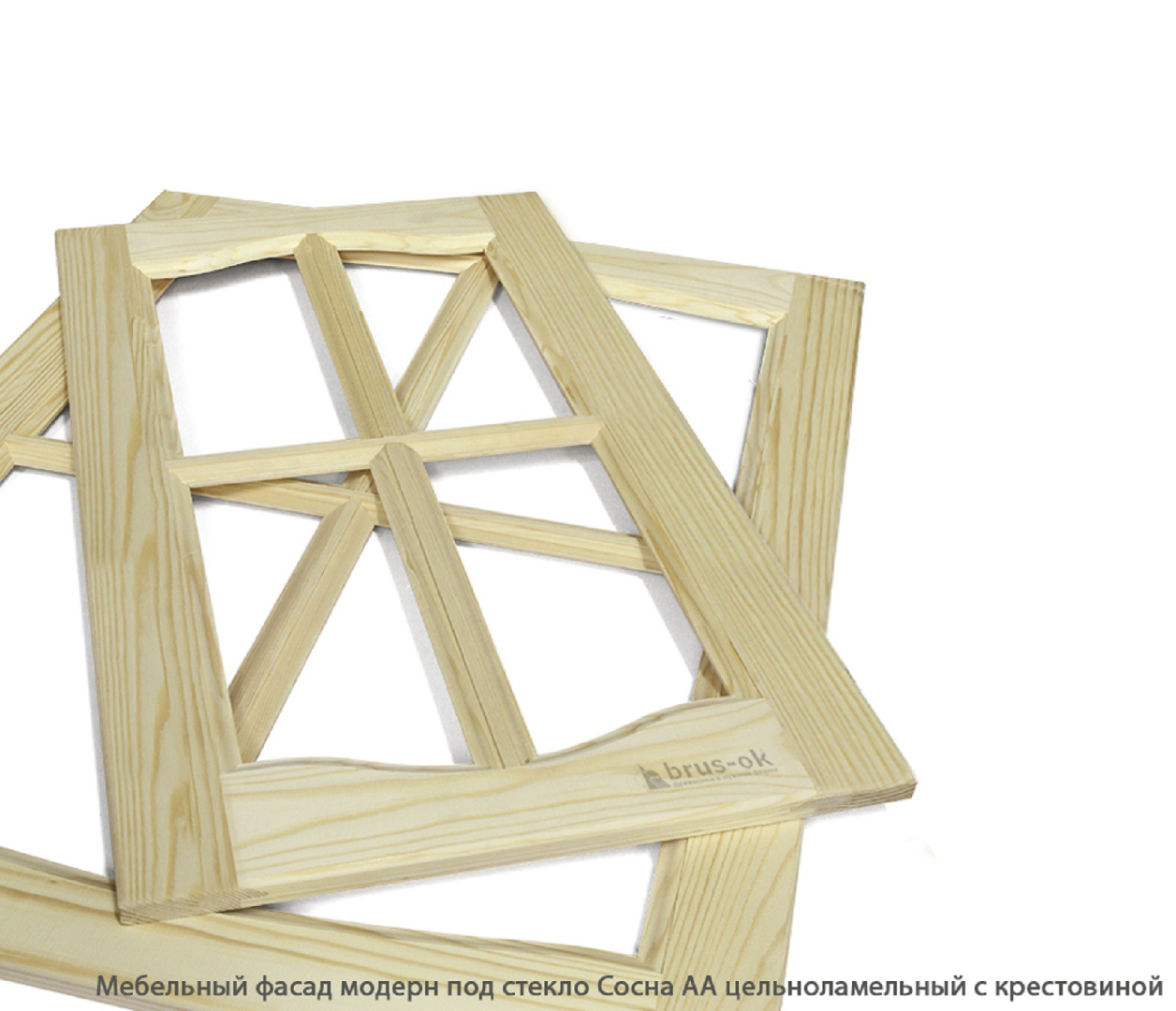 Мебельный фасад фигурный под стекло Сосна АА цельноламельный / с крестовиной