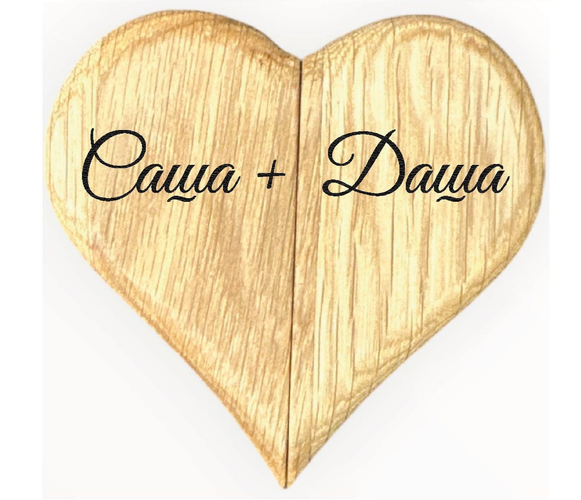 Подарочная коробка из дерева "Сердце" с ГРАВИРОВКОЙ / Дуб / масло-воск / 20 * 90 * 100 мм