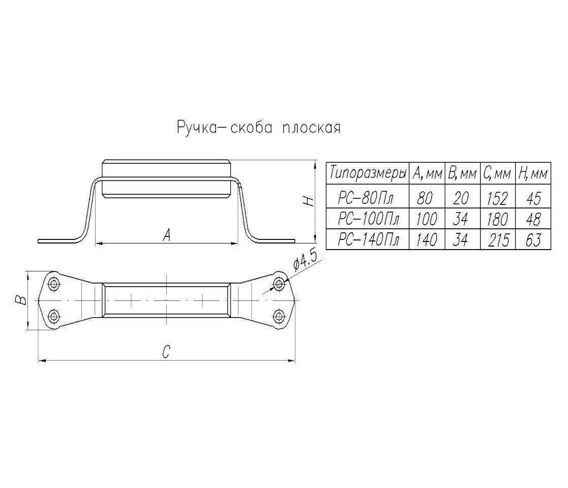 Ручка-скоба РС плоская