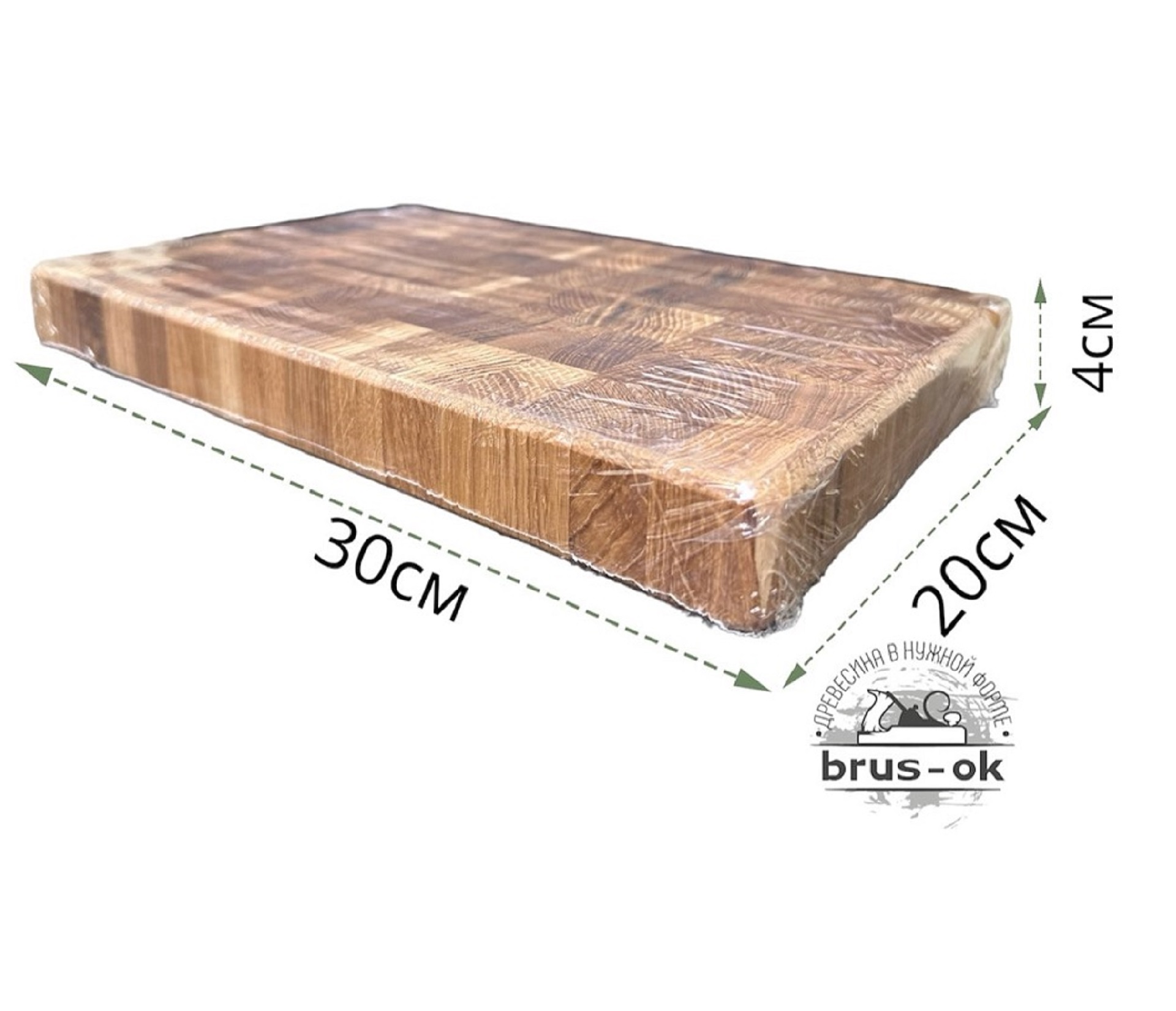 Разделочная доска торцевая  / Дуб / масло-воск / 40 * 200 * 300 мм