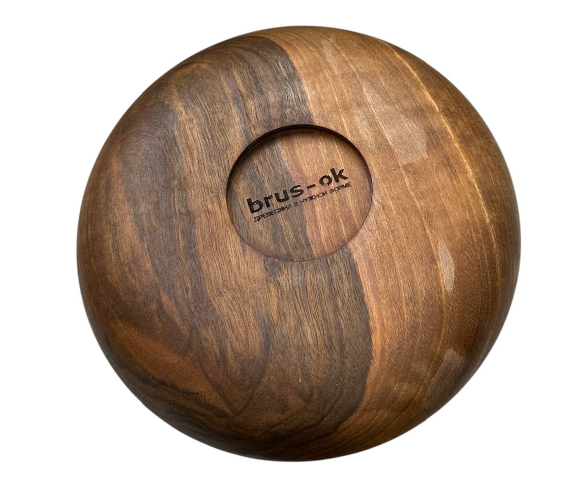 Тарелка деревянная цельная  плоская / Орех / масло-воск / Ø 200 мм, h -20 мм 