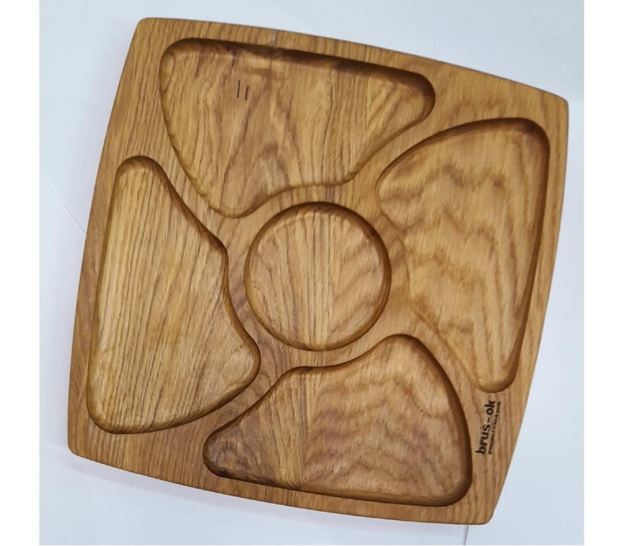 Менажница 5 отделений квадрат / Дуб / масло-воск / 27 * 270 * 270 мм