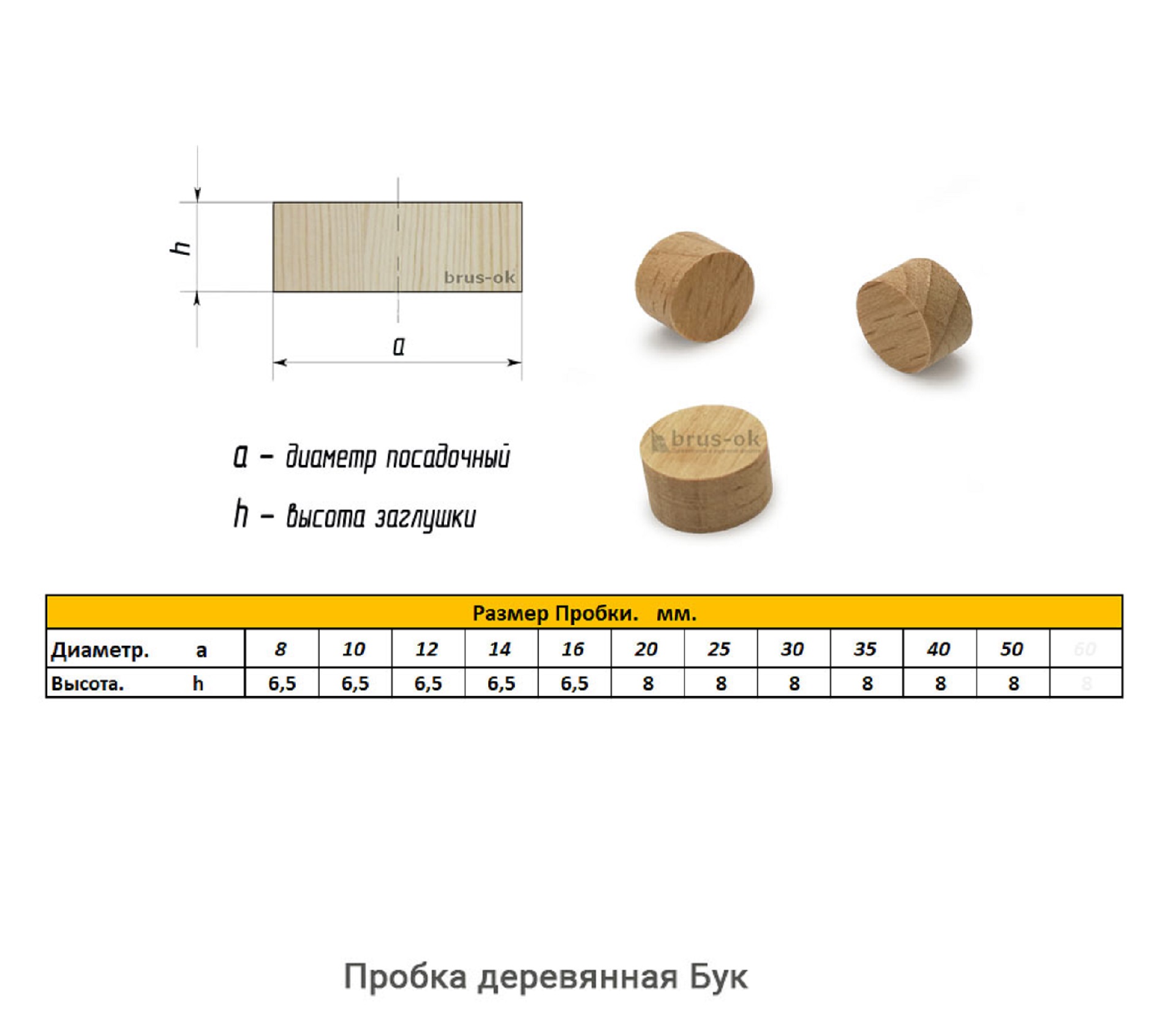 Пробка деревянная Бук