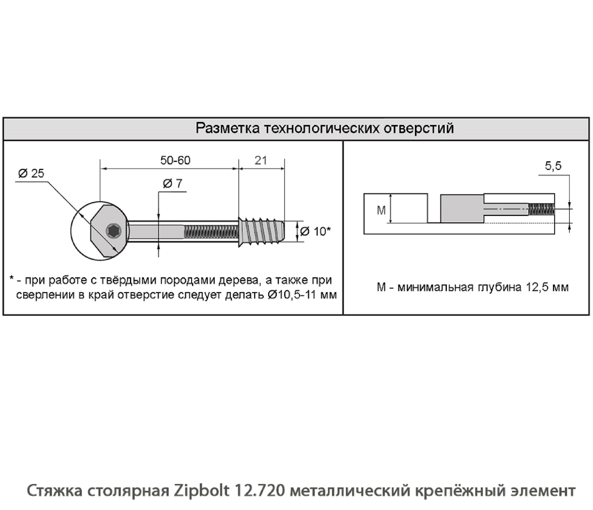 Стяжка столярная ZipBolt 12.720 металлический крепёжный элемент