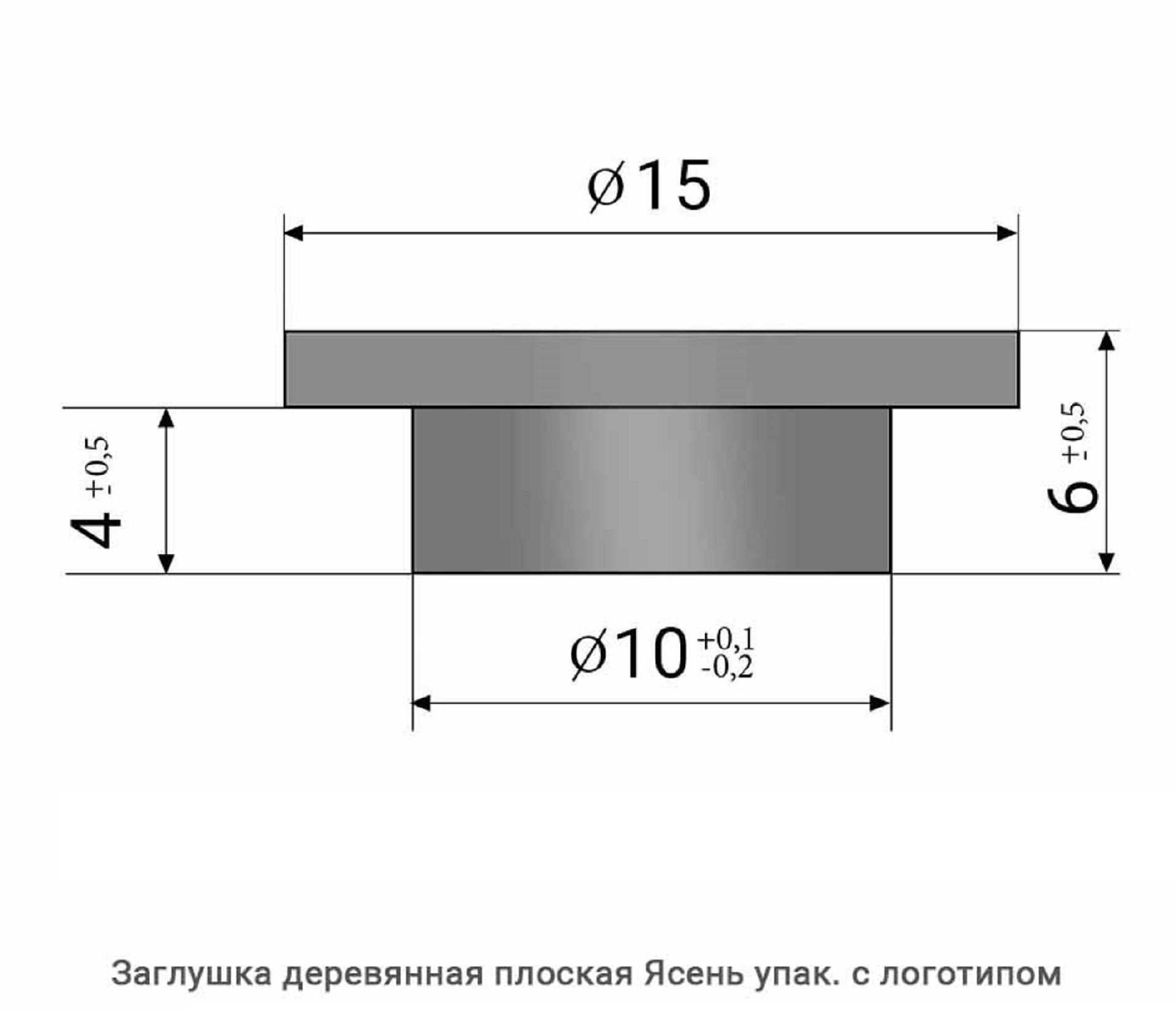 Заглушка деревянная плоская Ясень / упак.логотип