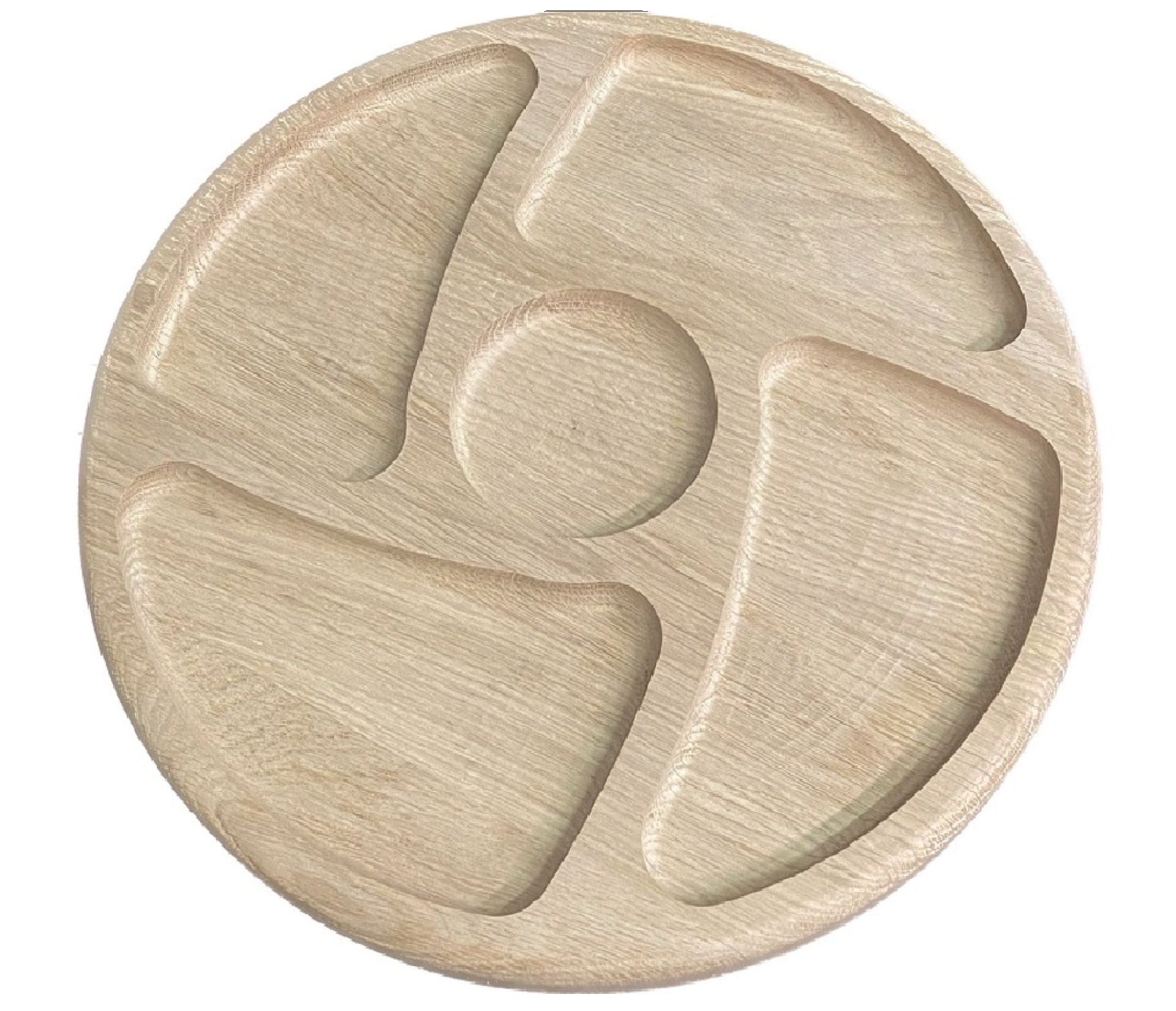 Менажница 5 отделений круглая / Дуб / масло-воск / 20 * 280 * 280 мм "карусель"