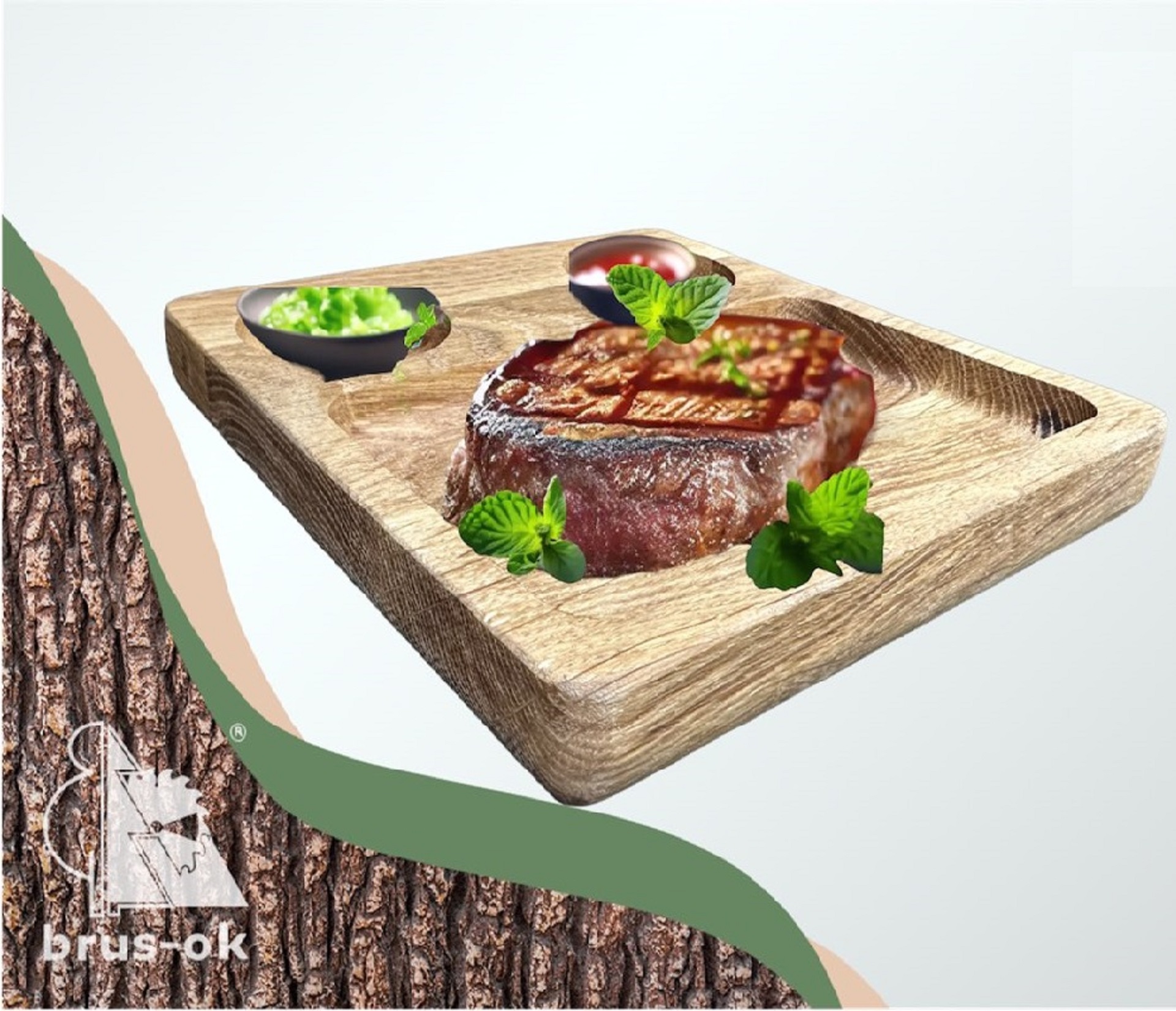 Тарелка для суши / Дуб / масло-воск / 20 * 180 * 180 мм