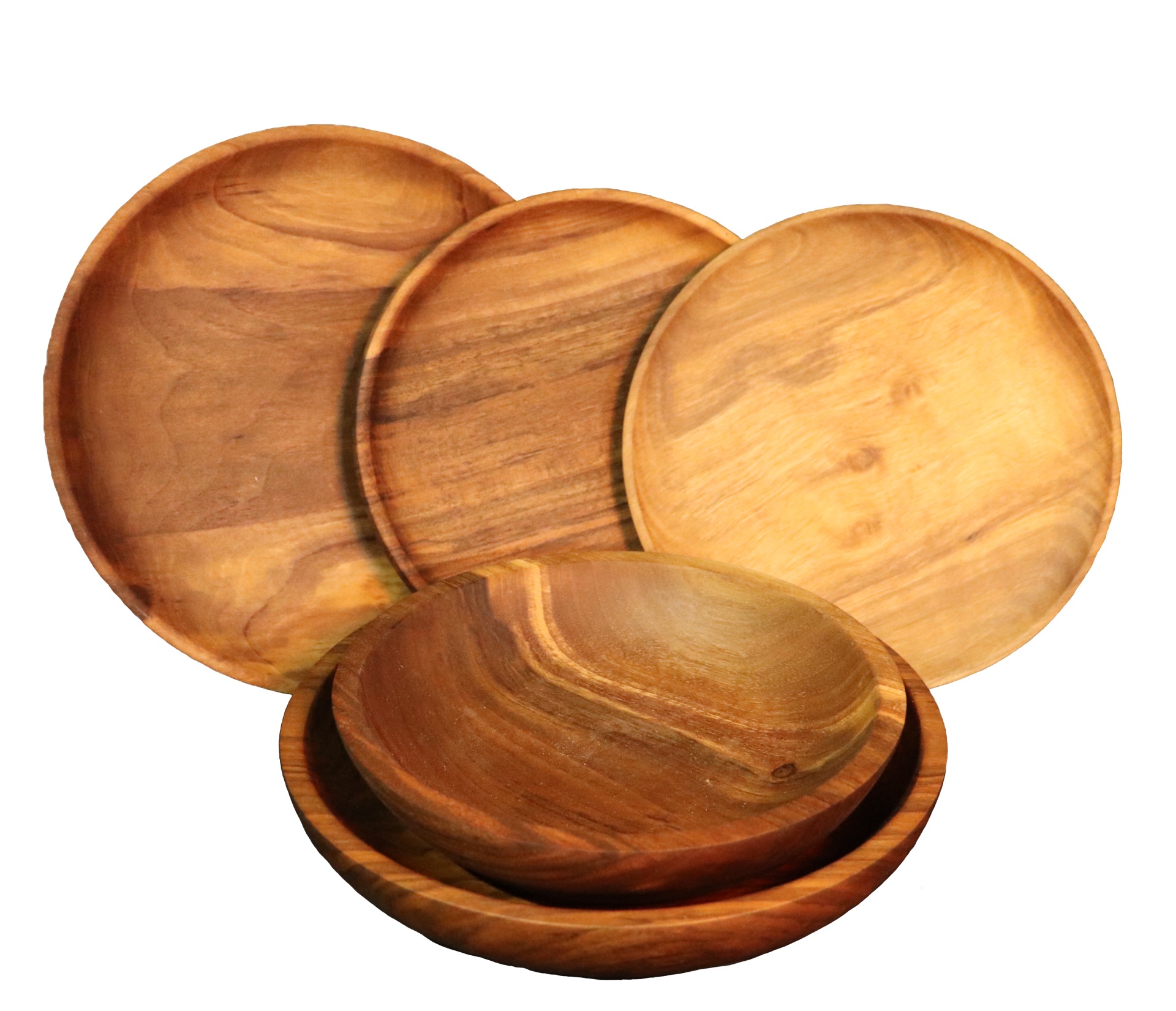Тарелка деревянная цельная  плоская / Орех / масло-воск / Ø 230 мм, h -20 мм